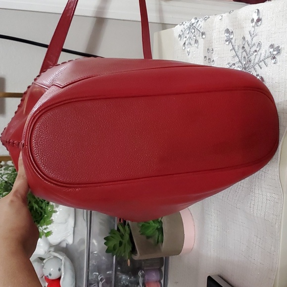 YSL Red Pebble Leather Tote Bag - Picture 8 of 16